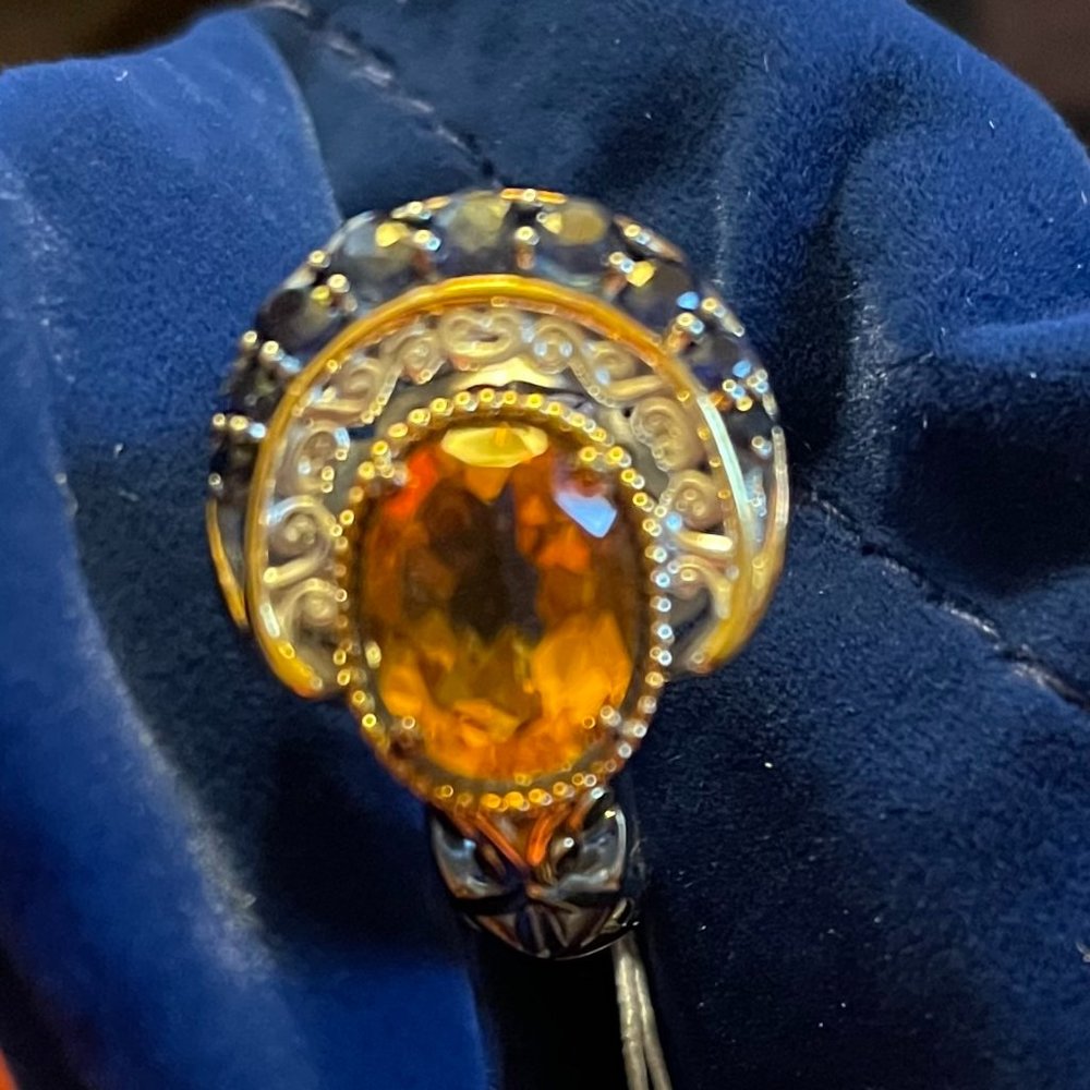 Michael Valituti 2.39ctw Madeira Citrine Crescent Moon Ring